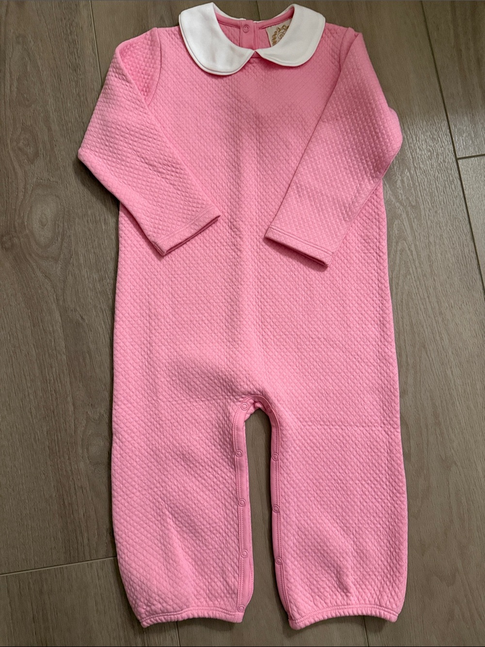 TBBC NWT Classic Pink Quilted Baby One-Piece with White Peter Pan Collar